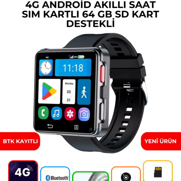 Q668 Android 4G SIM Kartlı Akıllı Saat 64GB Çift Kameralı 2.64 AMOLED