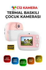 C12 Anında Baskılı Çocuk Kamerası 48MP HD Termal Yazıcılı MicroSD Eğitici Fotoğraf Makinesi