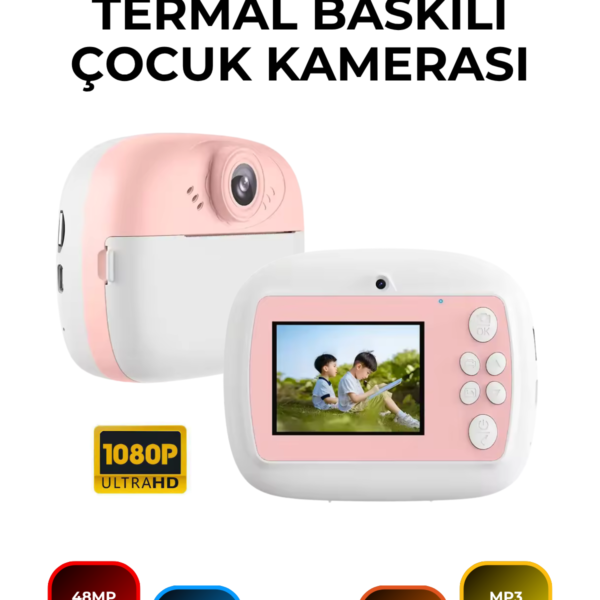 C12 Anında Baskılı Çocuk Kamerası 48MP HD Termal Yazıcılı MicroSD Eğitici Fotoğraf Makinesi