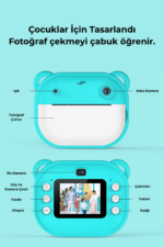 C12 Anında Baskılı Çocuk Kamerası 48MP HD Termal Yazıcılı MicroSD Eğitici Fotoğraf Makinesi - Görsel 2