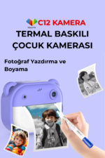 C12 Anında Baskılı Çocuk Kamerası 48MP HD Termal Yazıcılı MicroSD Eğitici Fotoğraf Makinesi - Görsel 3
