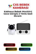CX5 Bebek Kamerası Gece Görüşlü 2 Yönlü Sesli 4.3 İnç Ekranlı