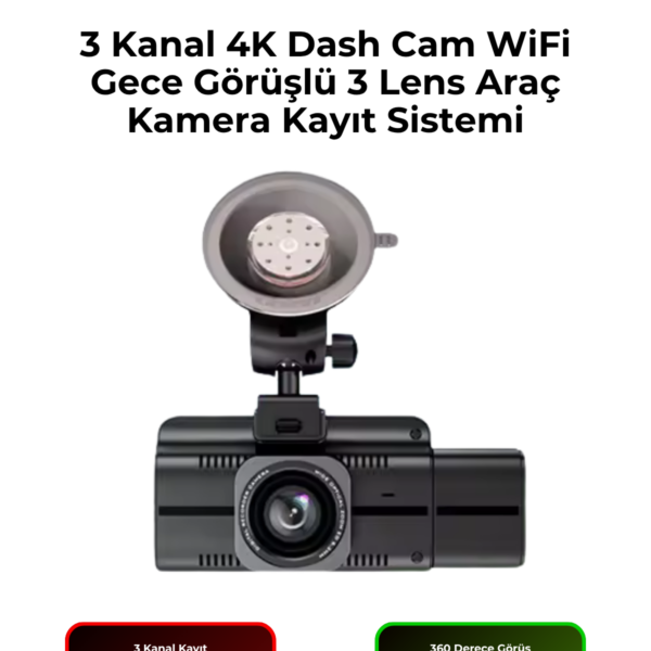 F6 3 Kanal 4K Dash Cam WiFi Gece Görüşlü 3 Lens Araç Kamera Kayıt Sistemi