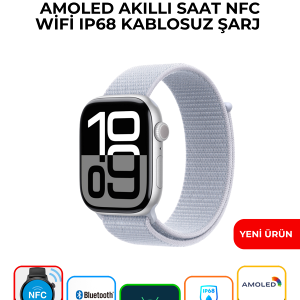 HK10 Pro Max Plus AMOLED Akıllı Saat NFC WiFi IP68 Kablosuz Şarj Smartwatch