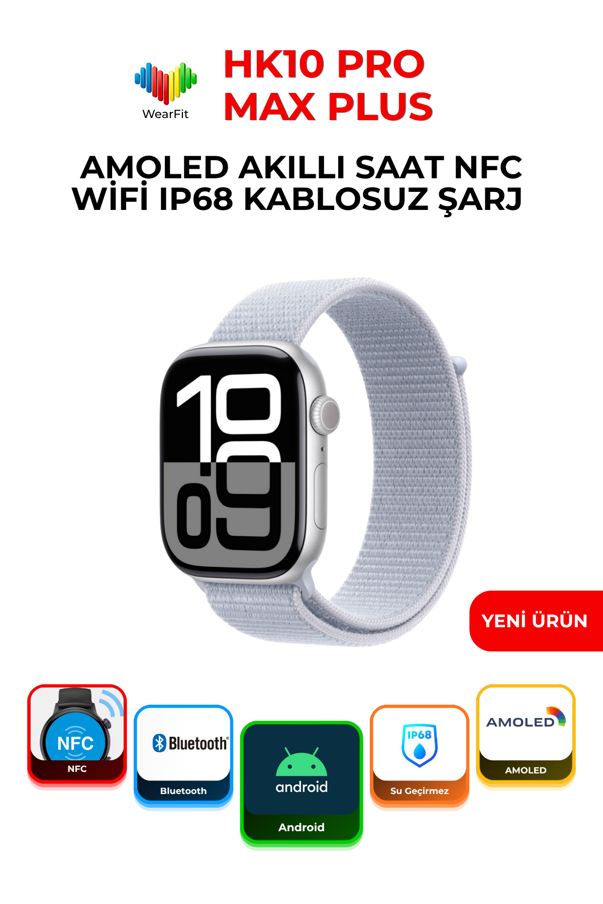 HK10 Pro Max (5) HK10 Pro Max Plus AMOLED Akıllı Saat NFC WiFi IP68 Kablosuz Şarj Smartwatch - Görsel 1