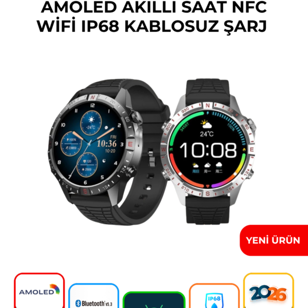 HK29 Ultra AMOLED Akıllı Saat 1.52” Yuvarlak Ekran Nabız Ölçer IP68 Kablosuz Şarj Smartwatch