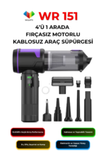 WR 151 Mini Kablosuz Araç Süpürgesi 16000Pa Fırçasız Motorlu Dijital Ekranlı 4’ü 1 Arada Mini Vakum Pompa