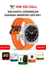 HW S12 Call Akıllı Saat 4G SIM Kartlı AMOLED Ekran Çift Kameralı GPS WiFi Android