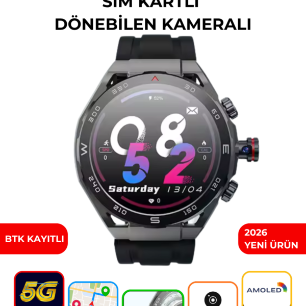 HW18 CALL 2 Akıllı Saat 4G SIM Kartlı AMOLED NFC GPS Döner Kameralı Görüntülü Konuşma Smartwatch