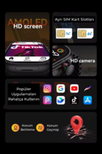 HW ULTRA3 4G/5G SIM Kartlı Akıllı Saat Çift Kameralı AMOLED Ekran 8+64GB Android Smartwatch - Görsel 4