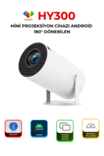 HY300 Mini Projeksiyon Cihazı Android 180° Dönebilen HD Ev Sinema Projektörü