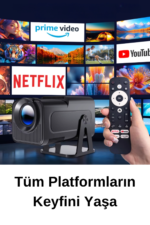 HY320 Mini Akıllı Projeksiyon 720P Android 11 WiFi6 Bluetooth HD Taşınabilir LED Projektör - Görsel 2