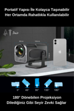 HY320 Mini Akıllı Projeksiyon 720P Android 11 WiFi6 Bluetooth HD Taşınabilir LED Projektör - Görsel 3