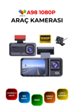 A98 HD Araç Kamera Kayıt Cihazı 3 Lens WiFi Gece Görüşlü Dokunmatik Dash Cam