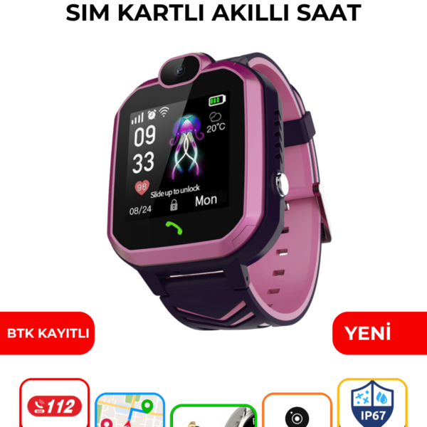 BABY2 SIM Kartlı Çocuk Akıllı Saati GPS Sim Kartlı SOS Aramalı IP67 Su Geçirmez