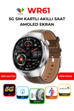 WR61 5G SIM Kartlı Akıllı Saat AMOLED Ekran IP68 Su Geçirmez Android Yuvarlak Smartwatch