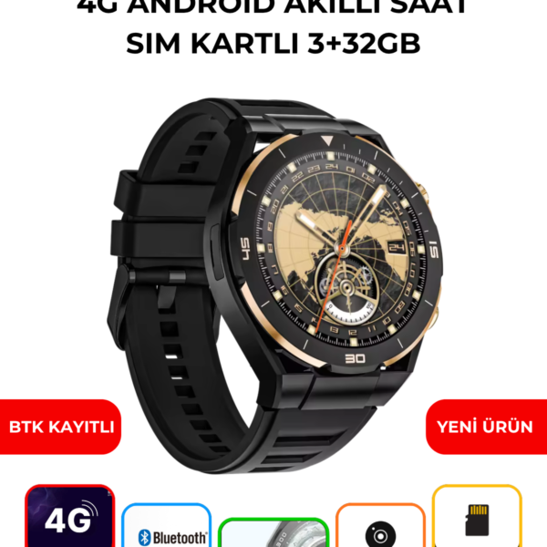WR 8 4G Android Akıllı Saat SIM Kartlı 3+32GB GPS Kameralı Arama Özellikli Smartwatch