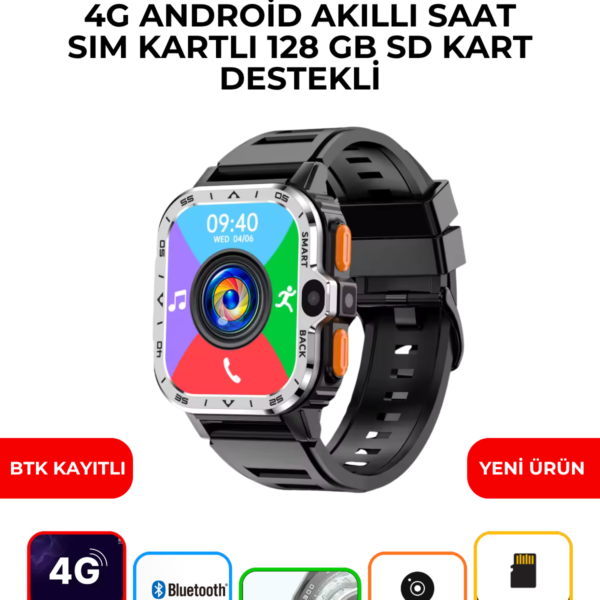 WR WATCH PGD 4G Android Akıllı Saat 128GB Hafıza Çift Kameralı SIM Kartlı GPS WiFi Smartwatch