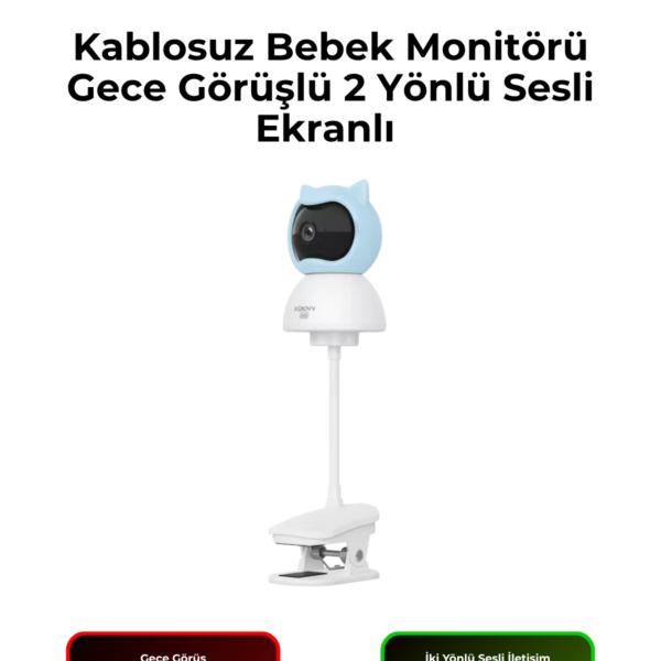 Q2BM 3MP WiFi Bebek Kamerası 360° PTZ Gece Görüşlü Ağlama Algılama 2 Yönlü Sesli Baby Monitor