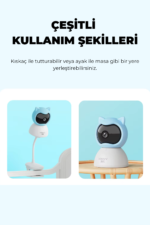Q2BM 3MP WiFi Bebek Kamerası 360° PTZ Gece Görüşlü Ağlama Algılama 2 Yönlü Sesli Baby Monitor - Görsel 4