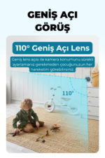 Q2BM 3MP WiFi Bebek Kamerası 360° PTZ Gece Görüşlü Ağlama Algılama 2 Yönlü Sesli Baby Monitor - Görsel 6