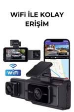 S15 3 Kameralı 1080P Dash Cam WiFi G-Sensor Gece Görüşlü Araç Kamera Kayıt Cihazı - Görsel 2