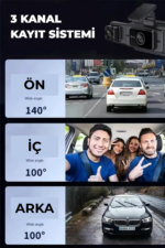 S15 3 Kameralı 1080P Dash Cam WiFi G-Sensor Gece Görüşlü Araç Kamera Kayıt Cihazı - Görsel 3