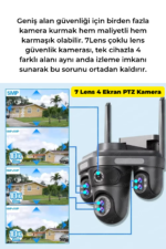 SNR3 7 Lens 35MP 4 Ekran 3PTZ WiFi Güvenlik Kamerası 30X Zoom Gece Görüşlü IP66 Dış Mekan Kamera Sistemi - Görsel 2