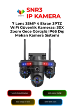 SNR3 7 Lens 35MP 4 Ekran 3PTZ WiFi Güvenlik Kamerası 30X Zoom Gece Görüşlü IP66 Dış Mekan Kamera Sistemi