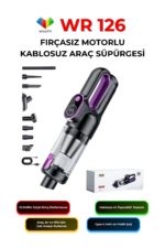 WR 126 Kablosuz Mini Araç Süpürgesi Mini Ev Süpürgesi Fırçasız Motorlu 16000Pa