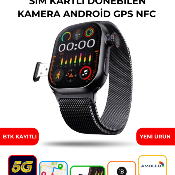 WR S10 CALL Akıllı Saat 4G SIM Kartlı 4+64GB Dönebilen Kamera Android GPS NFC
