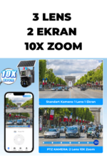 WR380 4G Solar Güvenlik Kamerası 3 Lens 10X Zoom PTZ Gece Görüşlü Sim Kartlı Dış Mekan Kamera - Görsel 2