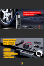 A020 Kablosuz Araç Hava Kompresörü Vakum Jump Starter 150 PSI Dijital Göstergeli Çok Fonksiyonlu Acil Durum Cihazı - Görsel 3