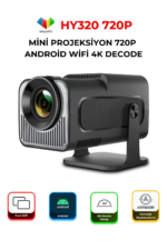 HY320 Mini Akıllı Projeksiyon 720P Android 11 WiFi6 Bluetooth HD Taşınabilir LED Projektör