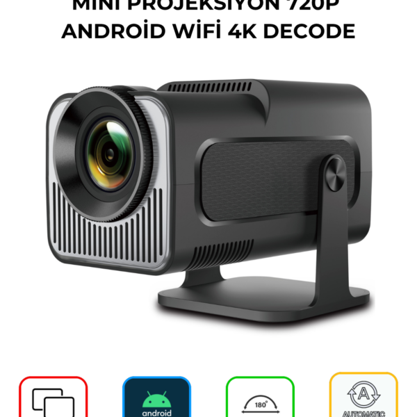HY320 Mini Akıllı Projeksiyon 720P Android 11 WiFi6 Bluetooth HD Taşınabilir LED Projektör