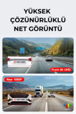 K02 3 Kanal 4K Dash Cam WiFi Ön Arka Kamera 170° Geniş Açılı Gece Görüşlü Araç Kayıt Cihazı - Görsel 3