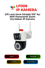 LF-006 4MP Çift Lens Güvenlik Kamerası WiFi Gece Görüşlü 120° Panoramik Zoom Dış Mekan IP Kamera