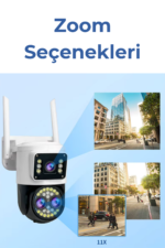 LF-006 4MP Çift Lens Güvenlik Kamerası WiFi Gece Görüşlü 120° Panoramik Zoom Dış Mekan IP Kamera - Görsel 4
